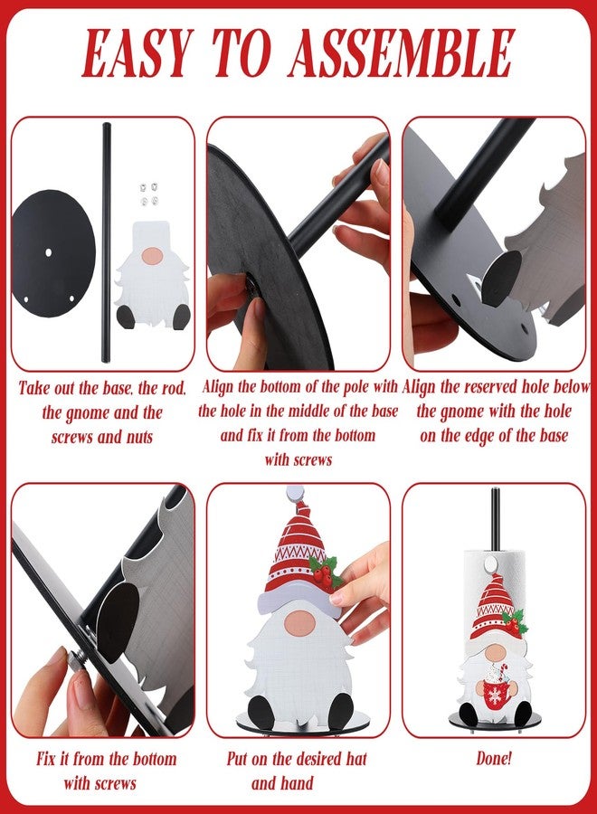 Otoolling Holiday Interchangeable Paper Towel Holder Countertop Gnome Metal Stand Towels Paper Holder with 15 Set Magnets Decoration Seasonal Kitchen Decor Kit for Indoor Accessories - Image 5